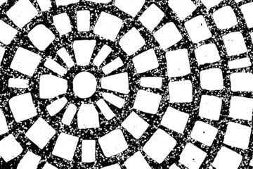 Obraz premium Grunge black and white texture background in circle ray shape (Vector). Use for decoration, aging or old layer
