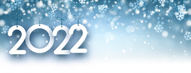 Hanging 2022 on blue night background.