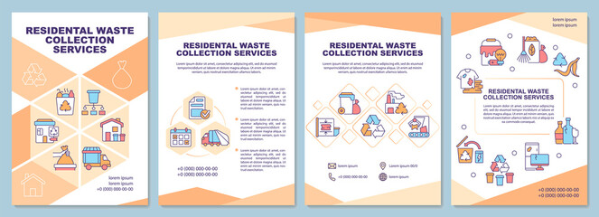Residential waste collection services brochure template. Flyer, booklet, leaflet print, cover design with linear icons. Vector layouts for presentation, annual reports, advertisement pages © IMG visuals icons