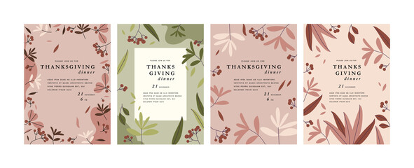 Vector illustartion greeting cards for Thanksgiving invitations. Abstract vertical banner or background with copy space for text.