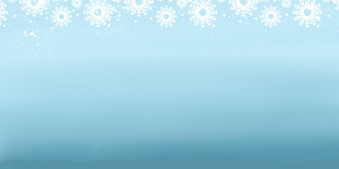 Winter blue background. Horizontal banner.