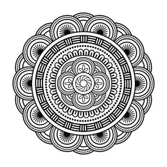 Vintage decorative element. Round pattern in white and black colors. Arabic, turkish, ottoman motifs. Isolated mandala in vector