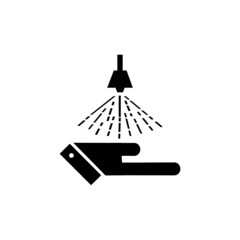 Pressure washer on hand holding. Vector black shilloette illustration.