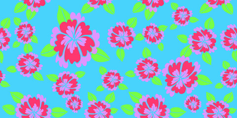 Fototapeta na wymiar seamless vector flowers pink pattern background