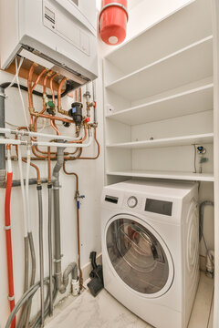 Washing machine and heating system in light laundry