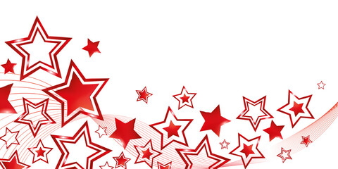 Red stars on a white background banner - Christmas and Happy New Year design - Party winter celebration 