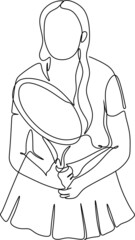 Tennis line drawing vector. Modern Trendy illustration of afstract female tenis player. girl with a racket in her hands