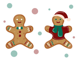 Christmas gingerbread isolated. Ginger man set. Vector illustration