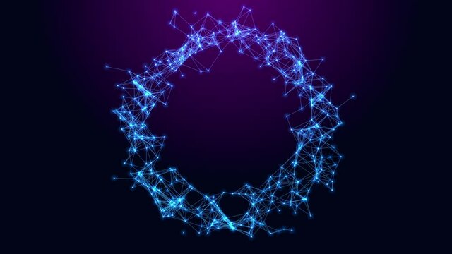 Growing digital circle on black background
