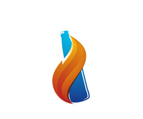 bottle fire logo design template