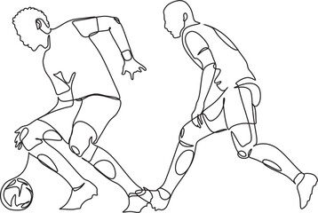 Footbal one line vector.Single continuous line drawing of young sportive man train soccer freestyle, jump juggling with heel on the field. Football freestyler concept. Trendy one line draw design 