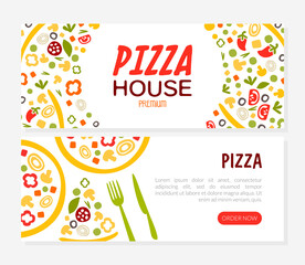 Pizza House or Pizzeria Landing Page Vector Template