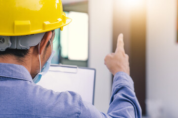 Architecture Engineer engineering inspection on site building construction