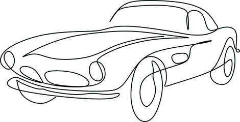 Car vector one line art. Line drawing car illstration - obrazy, fototapety, plakaty