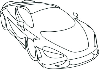 Car vector one line art. Line drawing car illstration