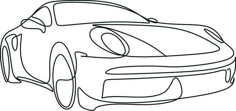 Car vector one line art. Line drawing car illstration