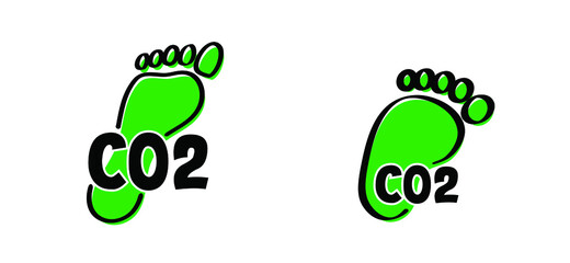 Carbon CO2 foot symbol ecological footprint. Human eco bare footprints. Kids feet and foot steps. Vector baby footsteps icon or pictogram. Cartoon, comic footstep. Dioxide.