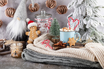 Obraz na płótnie Canvas Christmas and newyear cozy decoration.