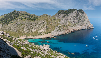 A dreamlike bay on the north side of the Formentor peninsula in the east of the Mediterranean...