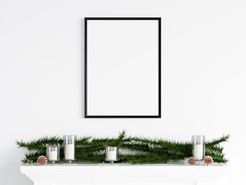 christmas frame mockup, 3d render