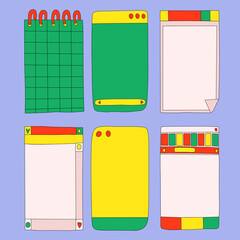 collection of 80s and 90s style stationary templates software operating system windows. Dialog bar panel.User interface elements, UI and UX.Retrowave psychedelic stickers.Speech bubbles user interface