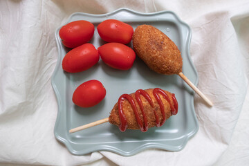 Korean Style street food Corn Dog Hotdog.