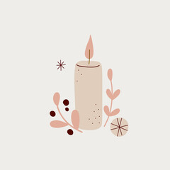 modern boho hygge minimalism. merry christmas and new year. winter stickers for design. vector set of christmas elements.