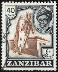 Postage stamps of the Zanzibar. Stamp printed in the Zanzibar. Stamp printed by Zanzibar.