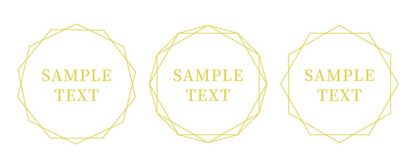 多角形、幾何学的な図形のフレーム、背景素材のイラストセット　カラーバージョン