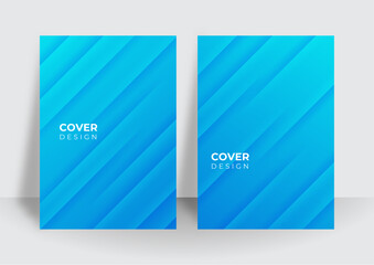 Naklejka premium Abstract colorful blue geometric cover design background for business minimal trendy style. Modern booklet brochure colourful abstract cover template set with abstract background