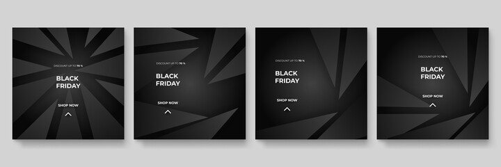 Set of black Friday sale post social media pack template premium poster vector. Black Friday sale label template design for banner, idea, cover, booklet, print, flyer, book, card, ad, poster, badge