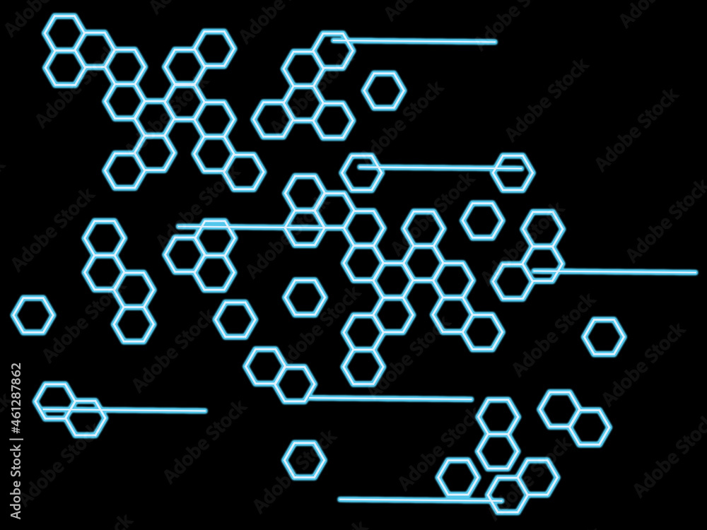 Aufkleber computer honeycomb. hexagons, pentagons and lines. computer circuits.