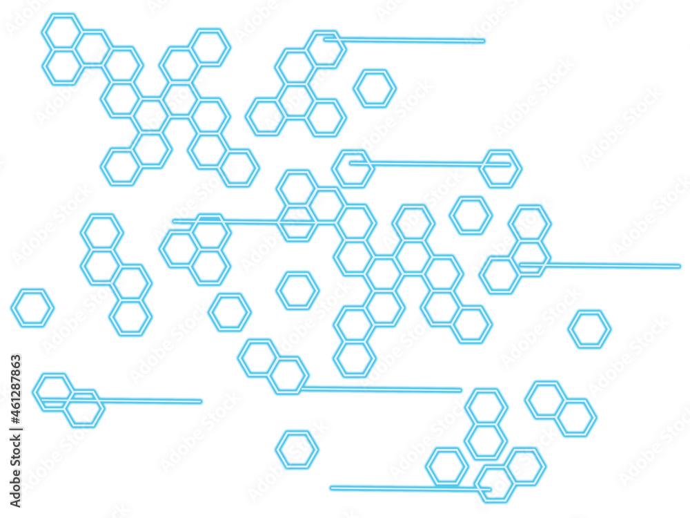 Aufkleber computer honeycomb. hexagons, pentagons and lines. computer circuits.