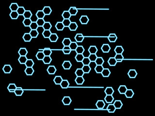 Computer honeycomb. Hexagons, Pentagons and lines. computer circuits.