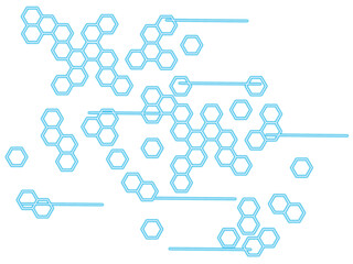 Computer honeycomb. Hexagons, Pentagons and lines. computer circuits.