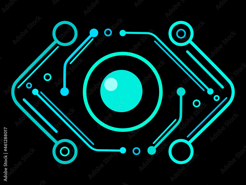 Aufkleber technological eye from schematics. the pattern of lines forms the eye. schematic eye. blue circuits 