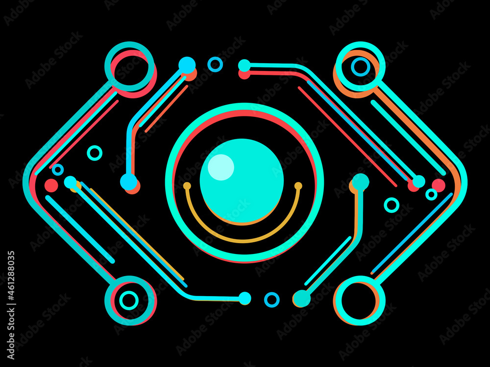 Aufkleber technological eye from schematics. the pattern of lines forms the eye. schematic eye. blue circuits 