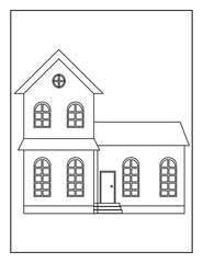 Coloring Book Pages for Kids. Coloring book for children. Houses.
