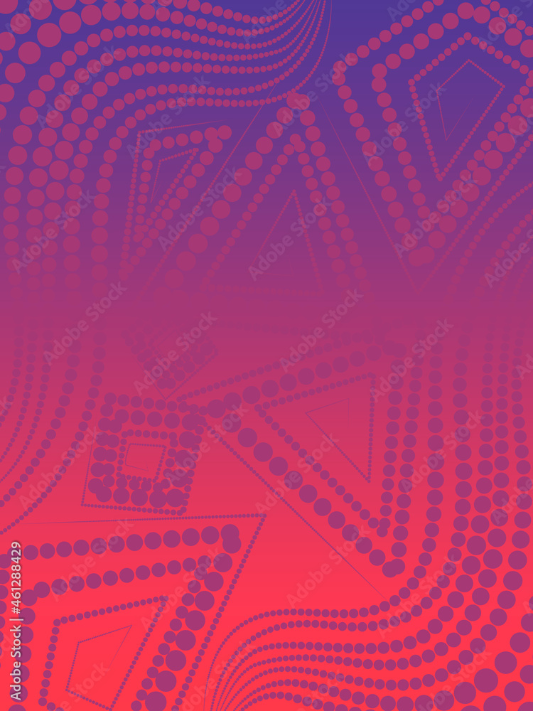 Aufkleber Abstraction from circles. Violet-pink gradient background. Circular line print. Broken shapes triangles squares.Twisting their shape. From more to less. Line of circles