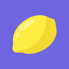 Whole ripe lemon isolated on blue background. Vector illsutration. Vitamin full fruit. Healthy eating. Fresh juisy lime, lemonade ingredient
