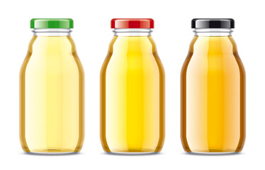 Set of Glass Bottles with Juice. 