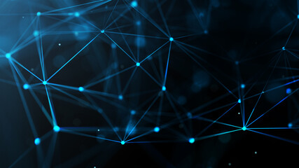 Network structure triangles background with dots and lines. Futuristic polygonal background. Artificial intelligence. Big data technology .3d rendering.