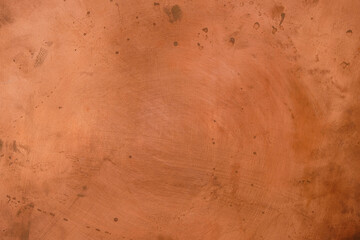 Copper surface with sunlight. Copperplate. Copy space. 