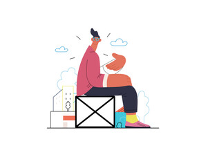 Startup illustration. Concept of building new business