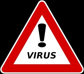 Cartello di attenzione pericolo virus.