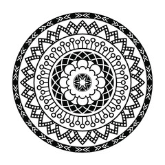 Isolated mandala in vector. Round line pattern. Vintage monochrome decorative element for cards and coloring pages