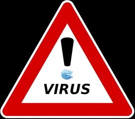 Cartello di attenzione pericolo virus.