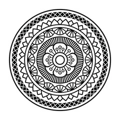 Isolated mandala in vector. Round pattern in white and black colors. Decorative element for coloring books