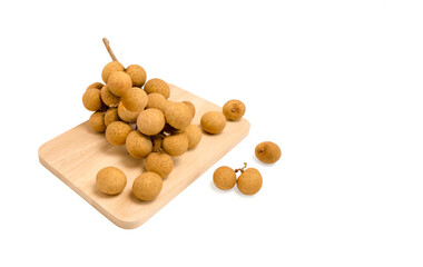 fresh organic Longan put on wooden (Dimocarpus longan). isolated on white background