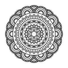 Isolated mandala in vector. Round pattern in white and black colors. Vintage decorative element for painting
